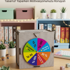 Eğlenceli Tasarruf Çarklı Felek Ahşap Para Biriktirme Kutusu