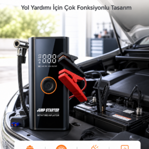 SOS Fenerli Akü Takviye Cihazı Dijital Kompresör Powerbank Yeni Nesil