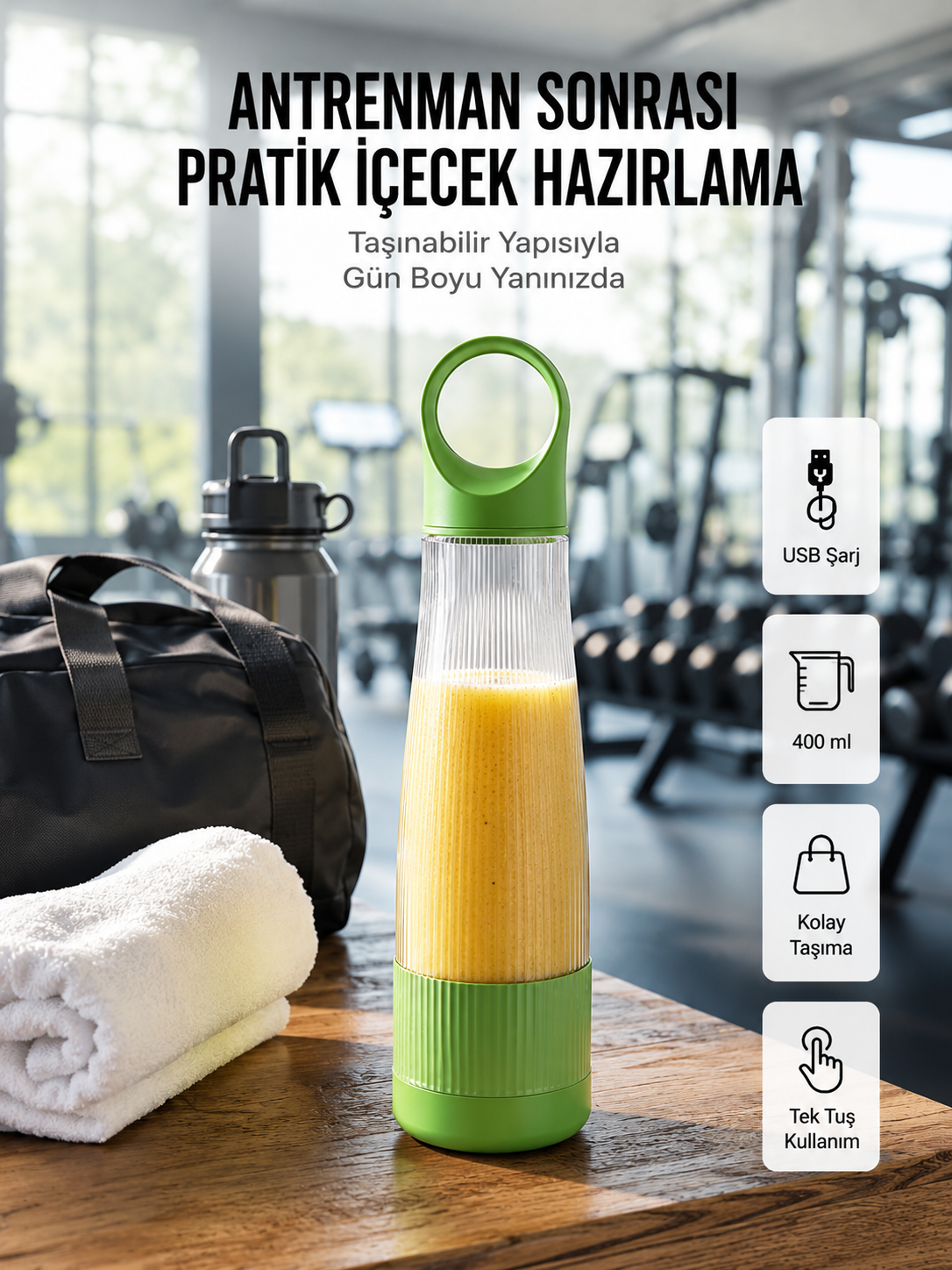 400 ml Kapasiteli Pratik Taşınabilir Meyve Blender