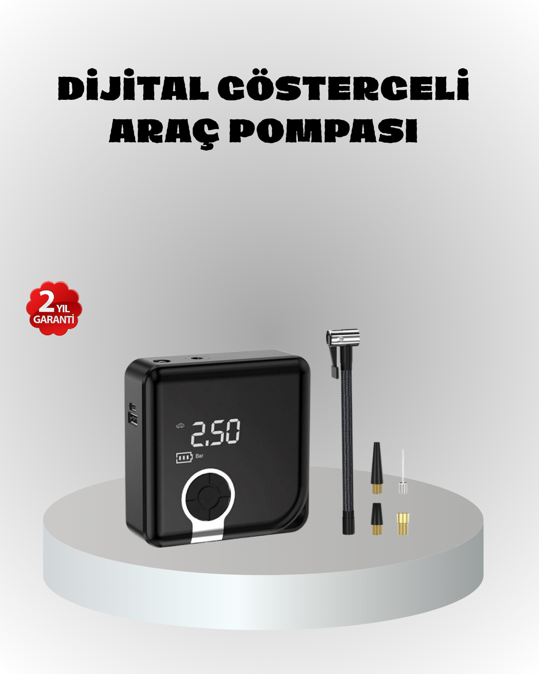 Dijital Ekranlı Diyafram Tip Kompresör 150 PSI Güçlü Motorlu