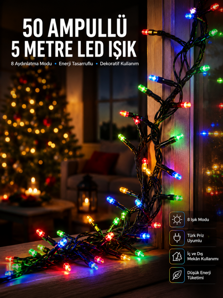 Karışık Renk Pilli Led Işık Çok Fonksiyonlu Enerji Tasarruflu 5 Metre