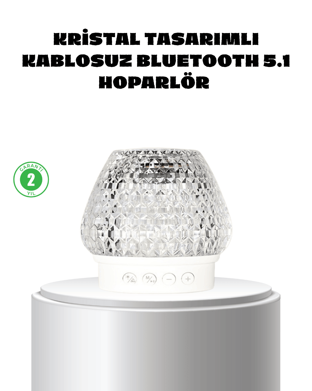 Kristal Desenli LED Işıklı Bluetooth Hoparlör 5W 1200 mAh Taşınabilir