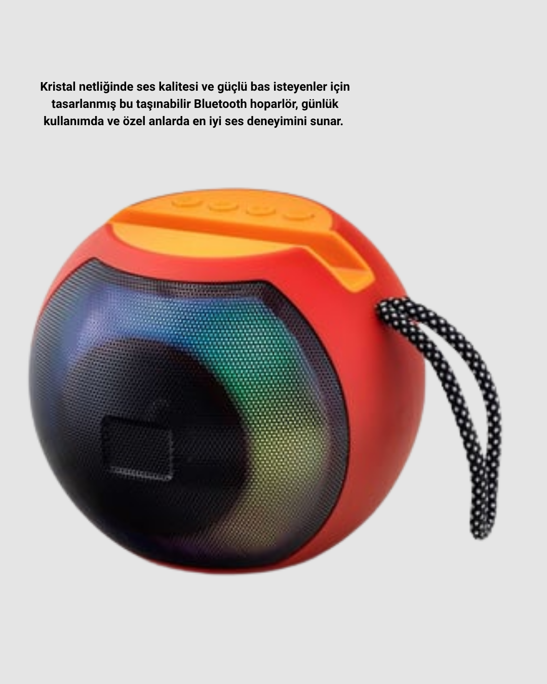 Bluetooth 5.0 Hoparlör – RGB Işıklı, Güçlü Bas ve 360° Surround Ses
