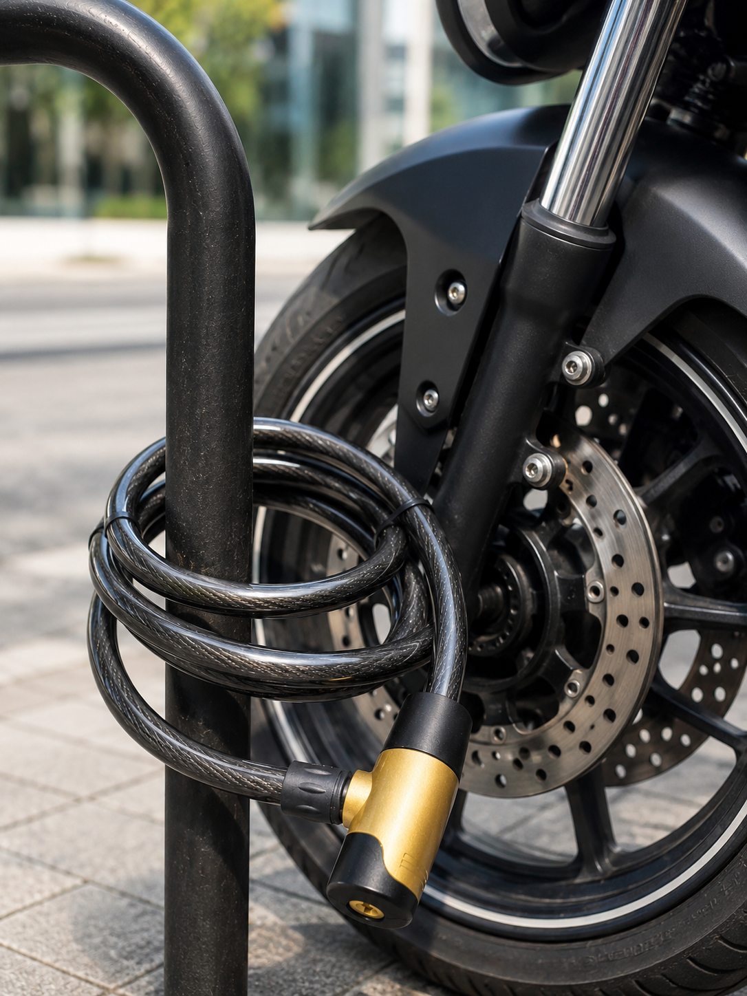 Motosiklet, Bisiklet ve Elektrikli Scooter İçin Ağır Hizmet Tipi Çelik Halat Kilidi