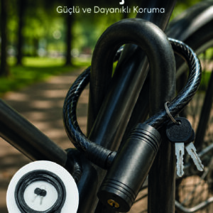 Anahtarlı Çelik Halat Kilit 12 mm Güçlü Bisiklet Kilidi 80 cm PVC Kaplamalı Elektrikli Scooter ve Motosiklet Uyumlu