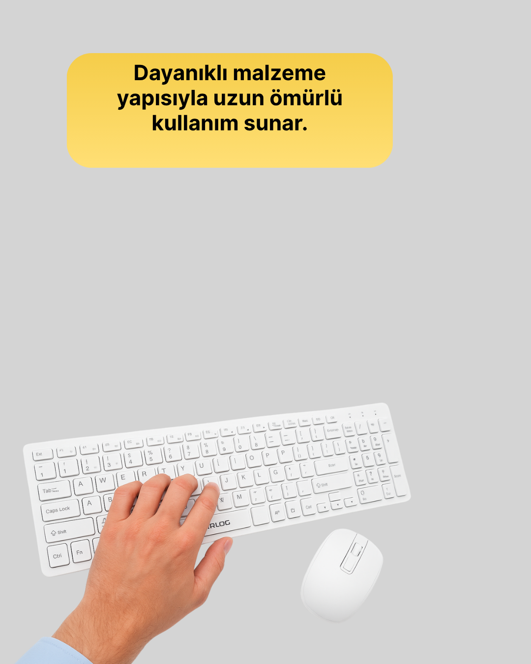 Tam Boy Kablosuz Klavye Mouse Seti - Gelişmiş Bağlantı ve Sessiz Performans