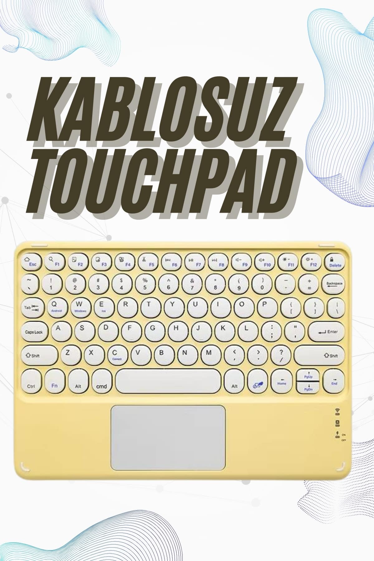 Bluetooth Touchpad Klavye 10.9 inch Kablosuz Wifi Q Klavye Slim