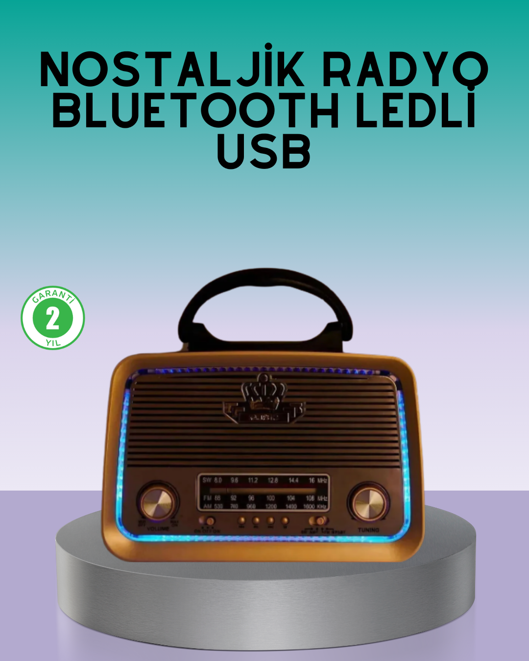 Bluetooth Özellikli Nostalji Radyo 3 Bant AM SW