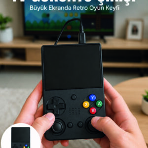 Retro Oyun Konsolu Çift Analog Joystick 64GB Hafızalı Taşınabilir El Konsolu