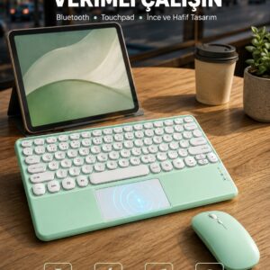 Bluetooth Touchpad Klavye Ultra İnce Taşınabilir Q Klavye Yeni Nesil