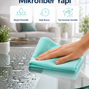 Cam Ayna ve Parlak Yüzeyler İçin Mikrofiber Temizlik Bezi Leke ve İz Bırakmaz