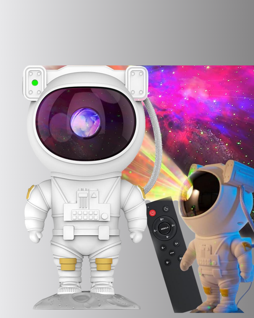 8 Efektli Astronot Galaxy Projektör Uzaktan Kumandalı LED Gece Lambası