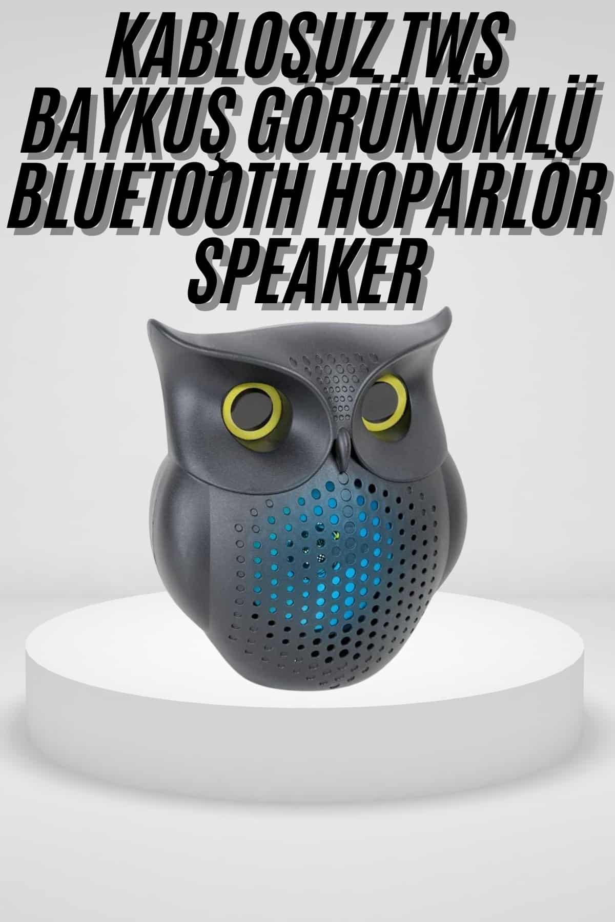 Siyah Bluetooth Hoporlör Baykuş Speaker Bluetooth 5.0 Bağlantılı