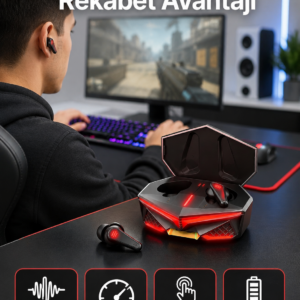 Bluetooth Kulaklık HD Ses Kaliteli Işıklı Metal Kasa Ios Android Uyumlu Mikrofonlu
