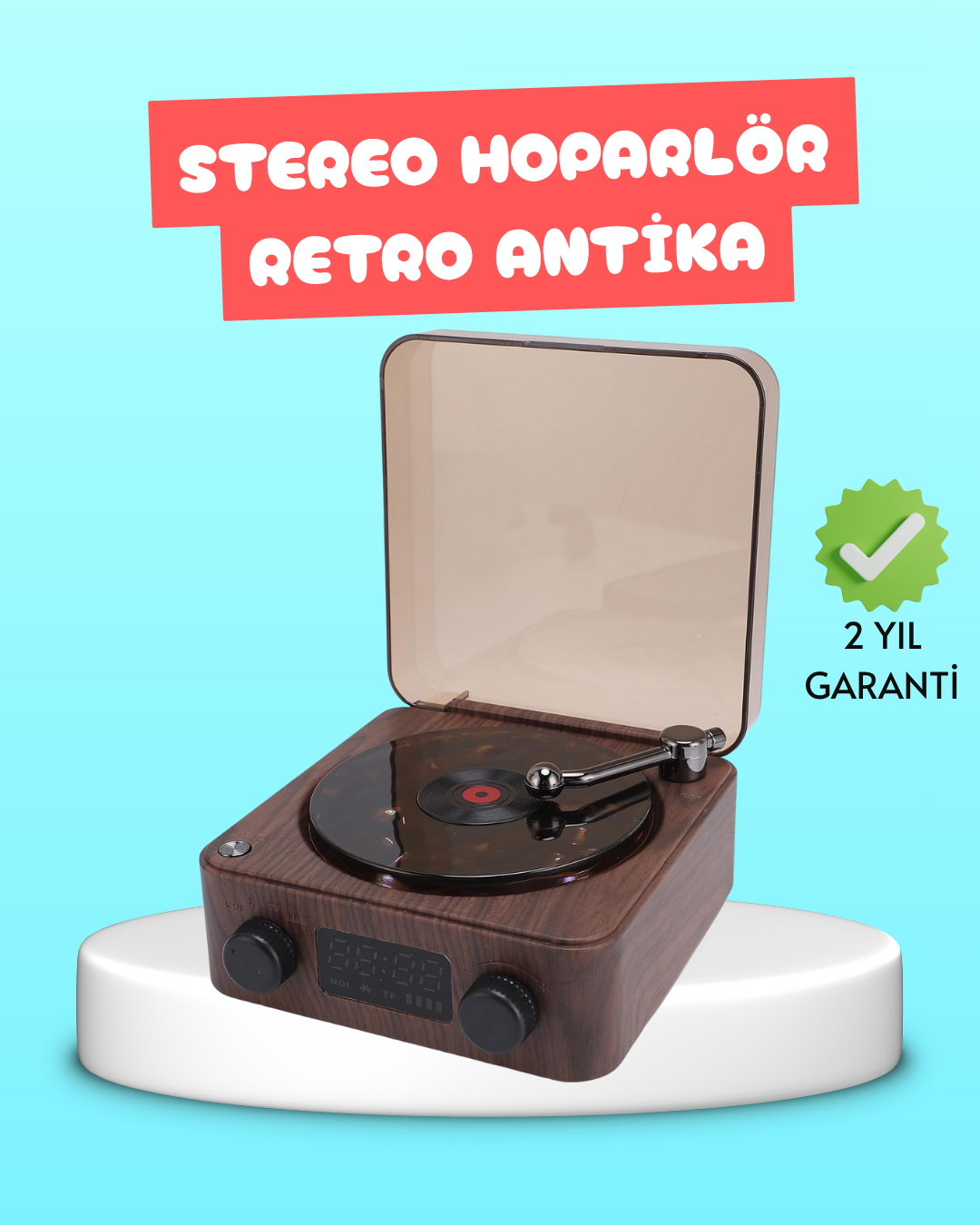 3-1 Arada Gece Lambalı Bluetooth Hoparlör – Saat Ekranlı Stereo Ses