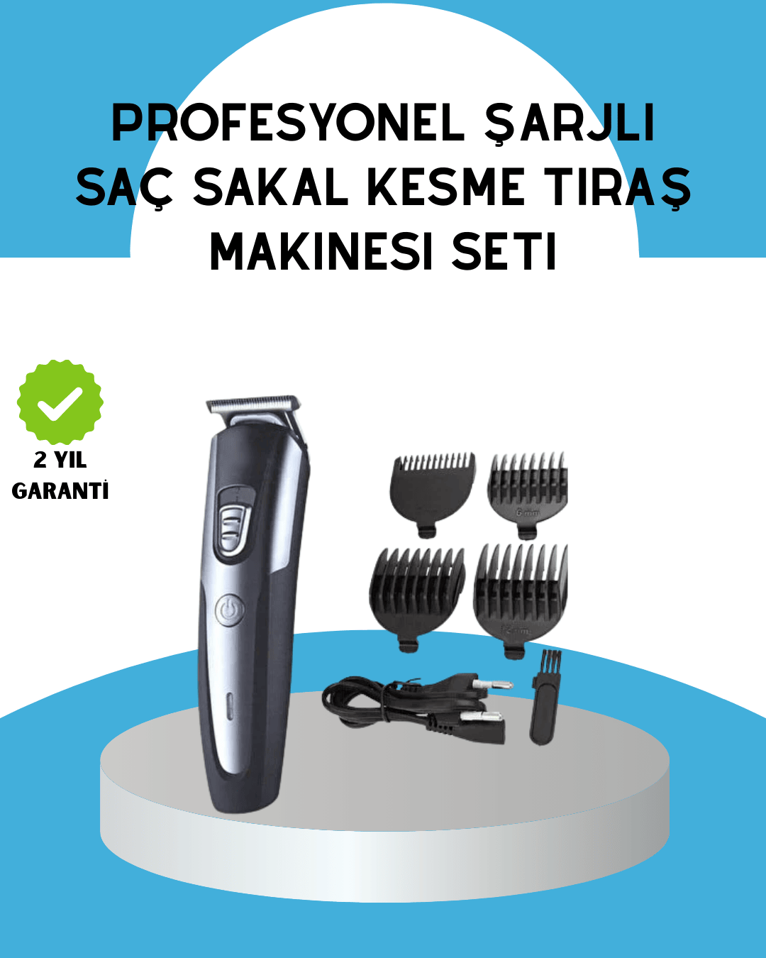 Ergonomik Profesyonel Tıraş Makinesi Saç Sakal Kesme ve Düzeltme