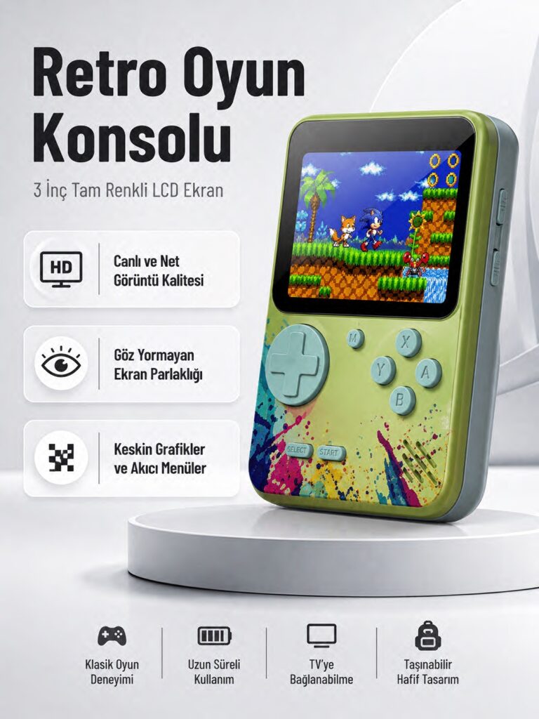 3 İnç Renkli Ekranlı Taşınabilir El Konsolu – G5 Modeli