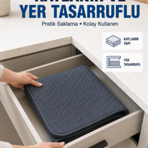Mutfak İçin Su Emici Kurutma Matı Bardak, Tabak ve Kase Kurutma Matı