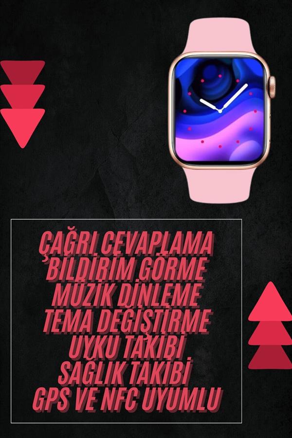Pembe Akıllı Saat 49mm iOS & Android Uyumlu Arama Özellikli