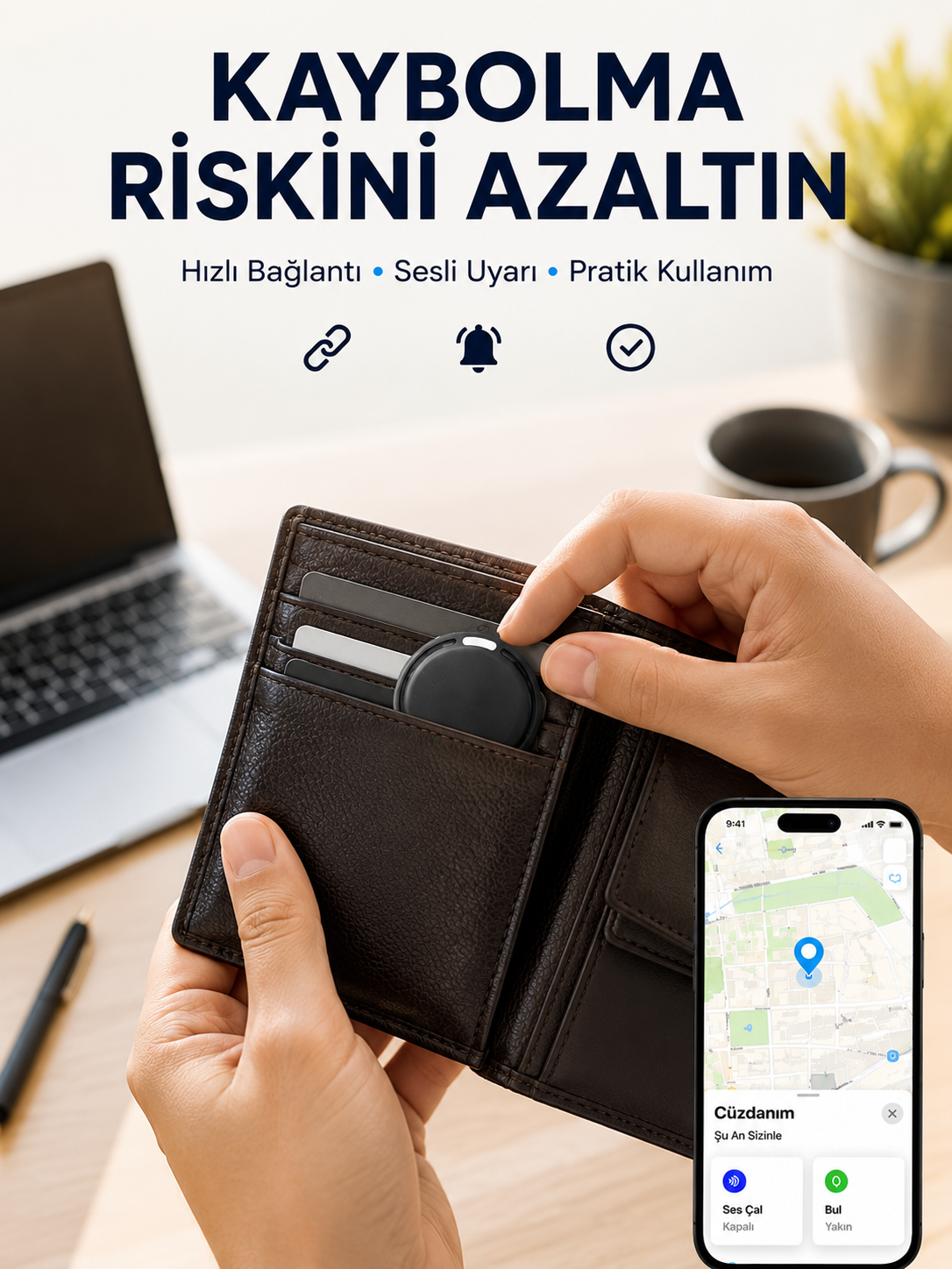 Konum Takip Cihazı AirTag Apple ve Android Uyumlu Akıllı Eşya Bulucu