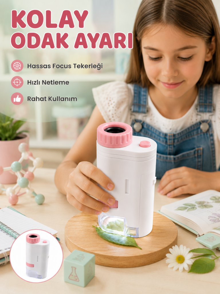 LED Aydınlatmalı Taşınabilir Mikroskop 80X-200X Ayarlanabilir Büyütme Özellikli