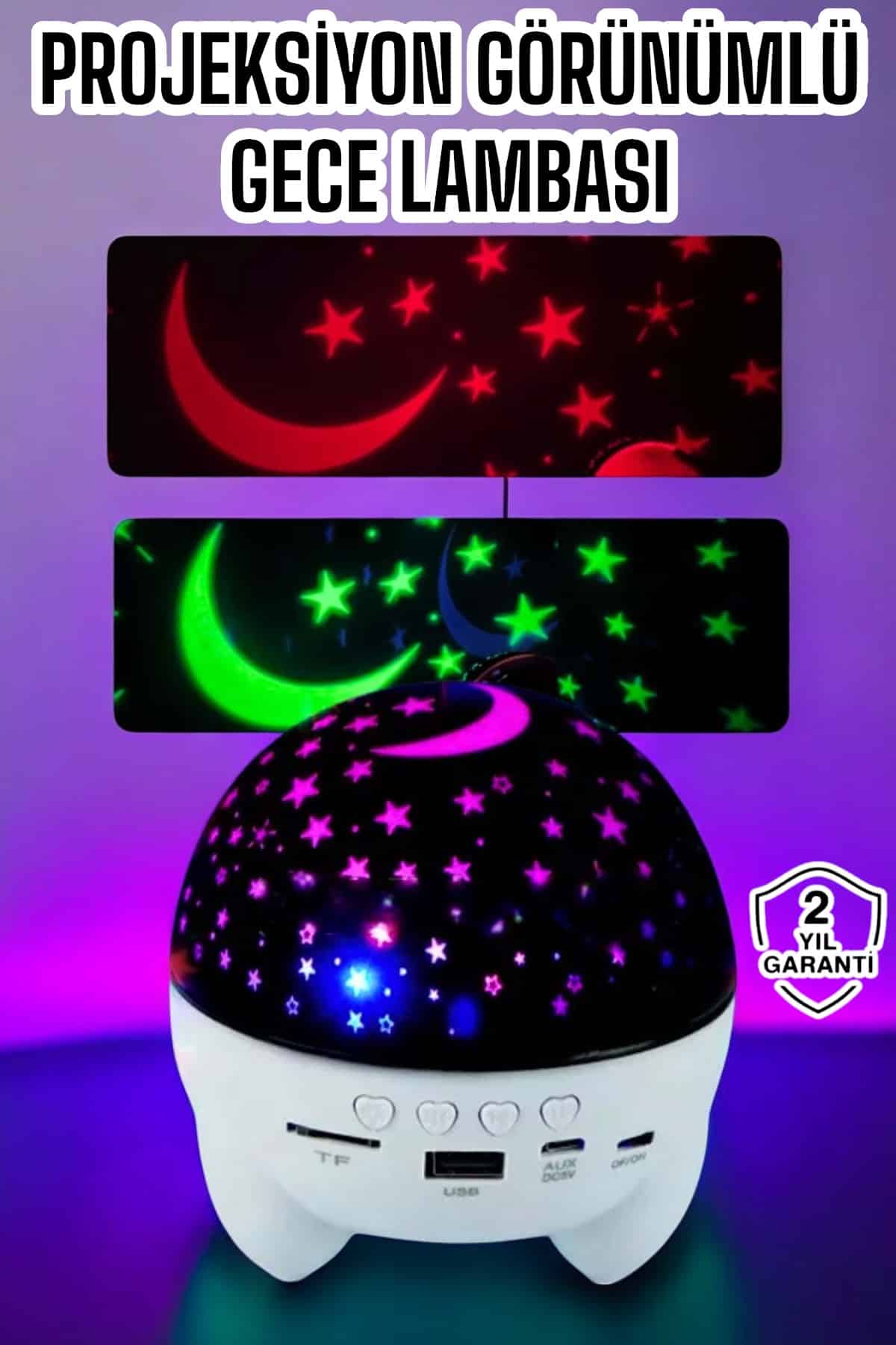 Renkli Yıldızlı Gökyüzü Projeksiyon Gece Tavan Lambası