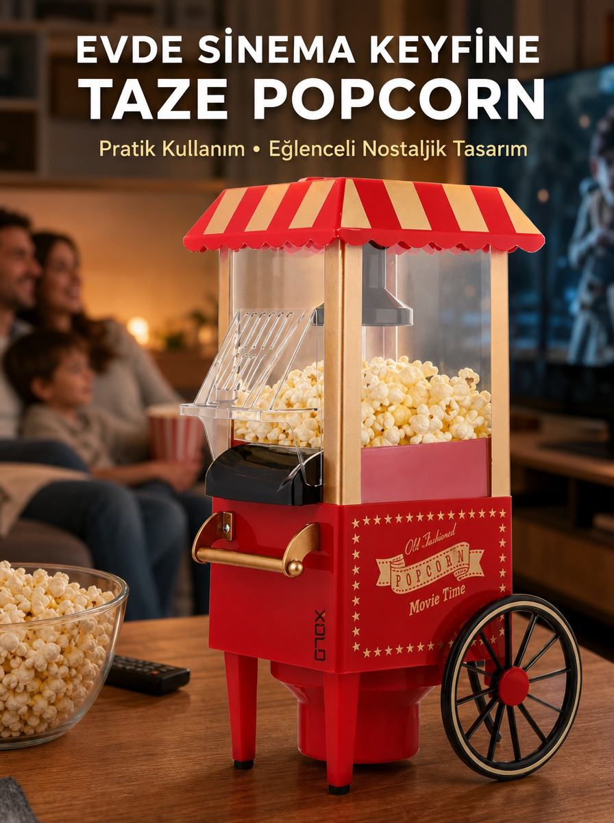 Yağsız Popcorn Makinesi Sıcak Hava ile Hızlı Patlatma