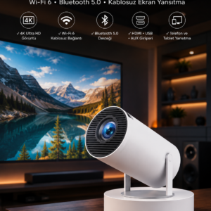 Taşınabilir Android Projeksiyon Ayaklı Çift Kollu 4K Çözünürlüklü Sinema Projeksiyonu