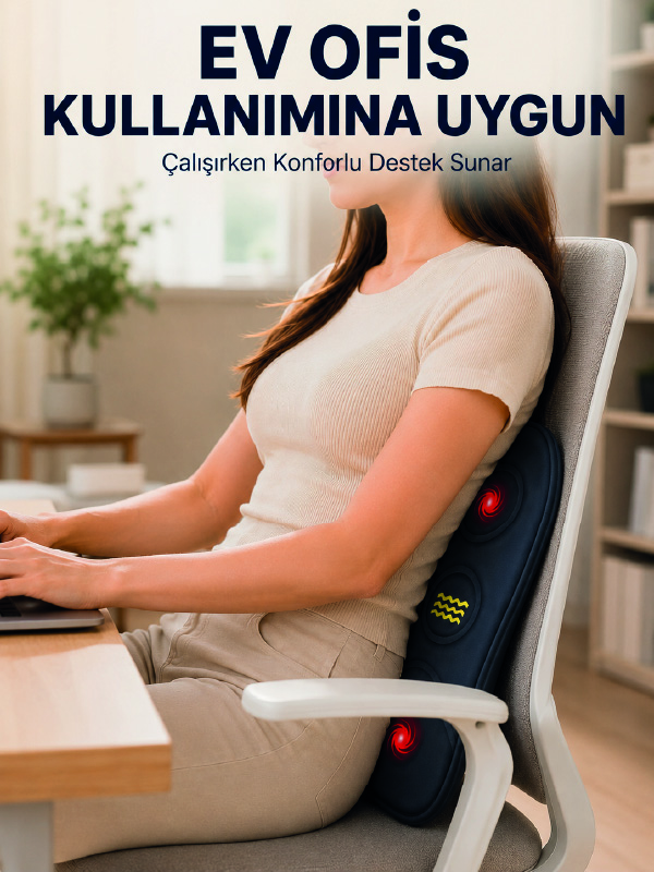 Bel Destek Minderi Isıtmalı Masaj Özellikli Günlük Kullanım