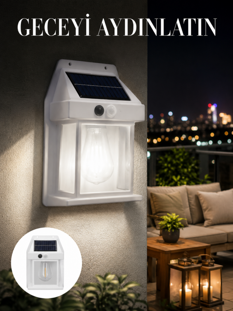 1800 mAh Pilli Solar Duvar Aydınlatma Yeni Nesil