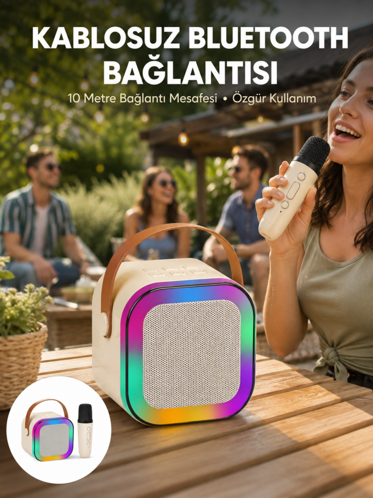 Karaoke Mikrofon Hoparlör Seti 6 Saat Kullanım Süresi Yeni Nesil