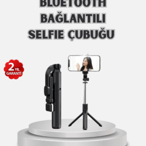 Kablosuz Bluetooth Selfie Çubuğu – 360° Dönebilir Başlık, Taşınabilir ve Şık Tasarım