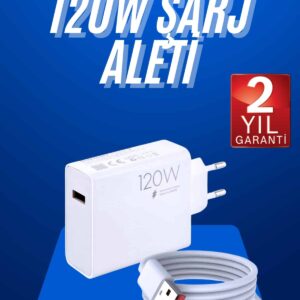 120 Watt Turbo Hızlı Şarj Aleti Seti Hızlı Şarj Adaptörü Beyaz