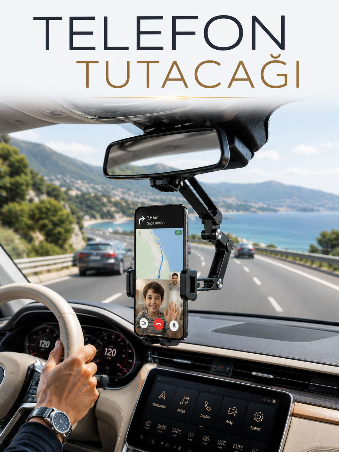 Katlanabilir Araç Telefon Tutucu Dikiz Aynasına Monte Telefon Standı