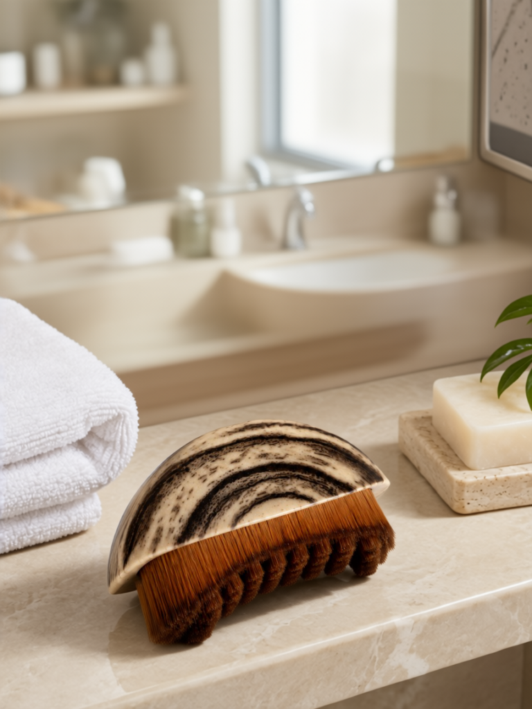 Masaj Fırçası Vücut Temizleme Fırçası Ahşap Desenli Yumuşak Kıllı Banyo Fırçası