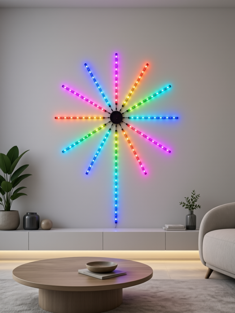 RGB Fireworks LED Duvar Aydınlatması Telefon Kontrollü Dekoratif Ortam Işığı