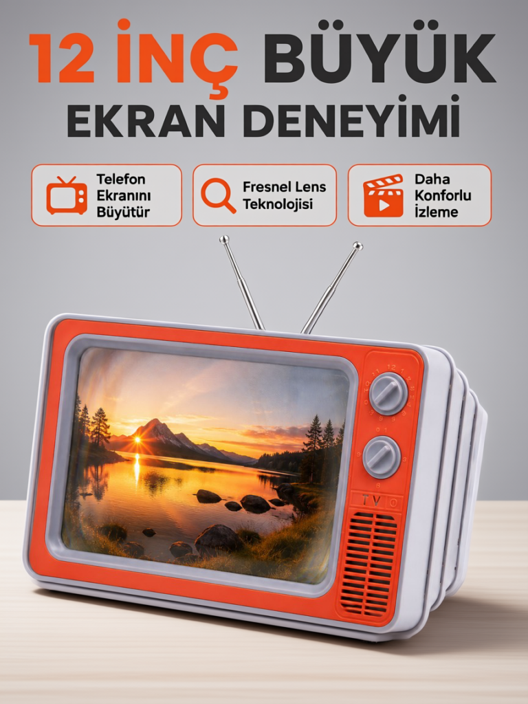 Telefon Ekran Büyütücü 3D HD Lens Retro TV Görünümlü Katlanabilir Mobil Ekran