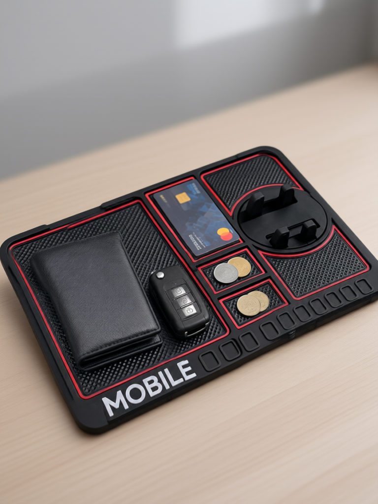 Telefon Standlı Araç İçi Organizer Kaydırmaz Silikon Konsol Düzenleyici Mat