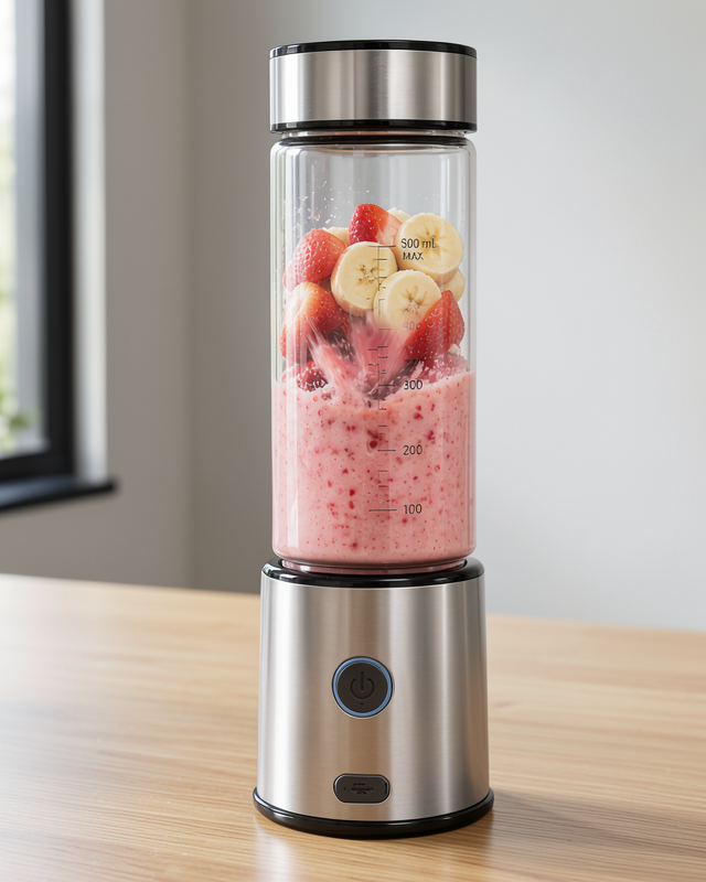 FRULY Blender USB Type-C şarjlı çift hazneli cam