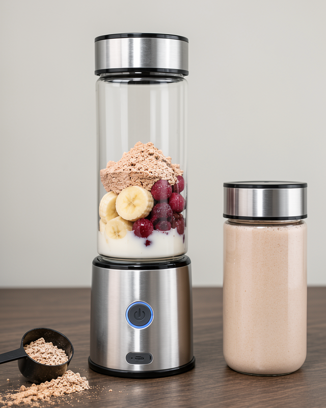 Çift Hazneli Cam Blender USB Şarjlı 450 ml 350 ml Buz Kırıcı