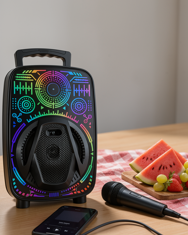 Karaoke Hoparlör RGB LED Işıklı Taşınabilir Bluetooth USB FM Radyo