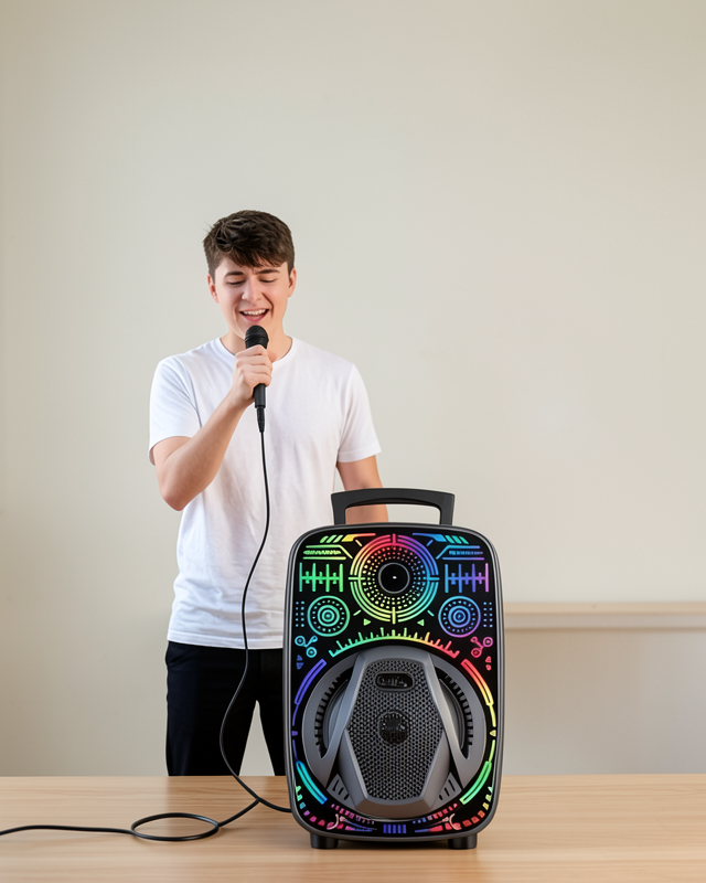 Mikrofonlu Bluetooth Hoparlör 8 İnç RGB Işıklı Taşınabilir