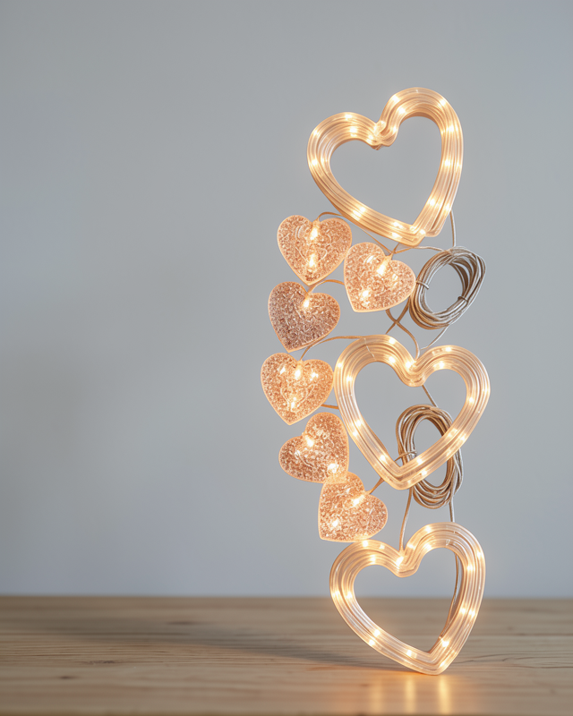 Dekoratif Kalp LED Neon Lamba Romantik Masa Üstü Işığı