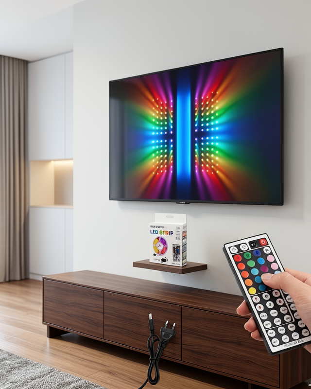 5050 RGB LED Şerit Işığı 5 Metre Kumandalı Dekorasyon