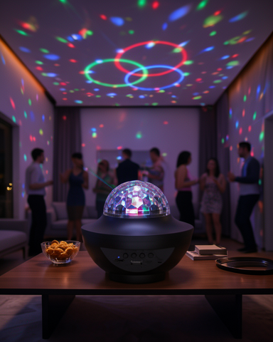 Bluetooth Hoparlörlü Renkli Parti Işığı Müzikli RGB Disko Lambası USB TF Kart Girişli