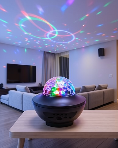 Dahili Hoparlörlü RGB Bluetooth Disko Lambası Müzikli Parti Işığı USB ve TF Kartlı