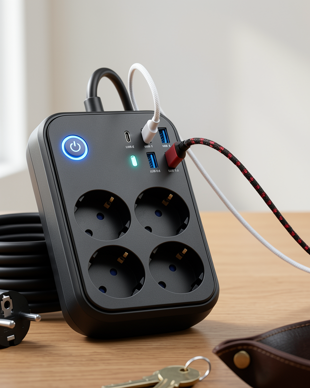 Akım Korumalı Uzatma Prizi 4 USB 2 Type C Güvenli Tasarım