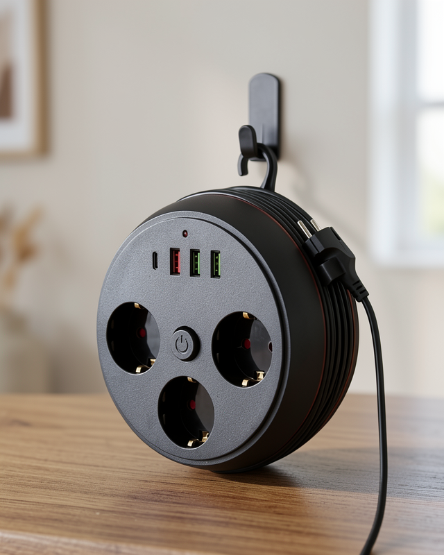 Güvenli Çoklu Priz 3 Priz 3 USB 1 Type C 2 Metre Kablo Termal Koruma