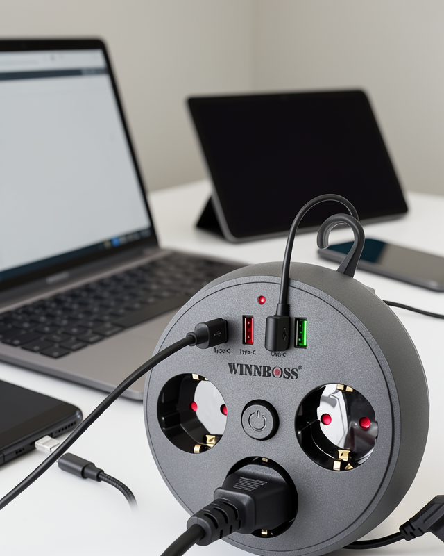 Çoklu Priz 3 Soket 3 USB Type C Hızlı Şarj 2m Uzatma Kablosu