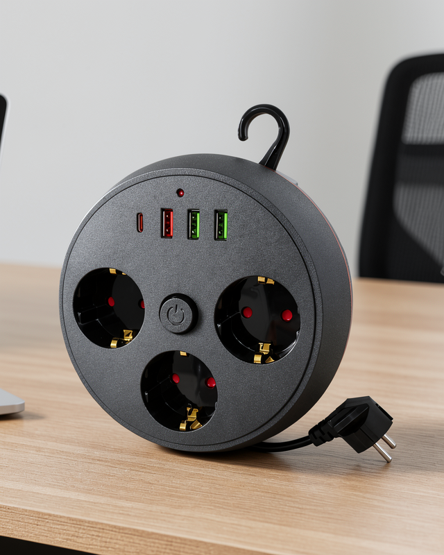 Akım Korumalı Çoklu Priz 3 Priz 3 USB 1 Type C 2 Metre Kablo